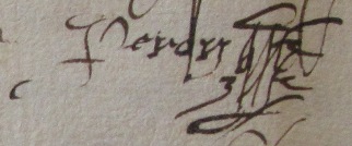 Signature de Jehan Peron en 1576